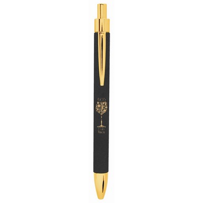 Black/Gold Laser Engraved Leatherette Pen