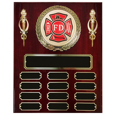 Fire Department Perpetual on Piano Finish Cherry Board Plaque (10 ½" x 13")