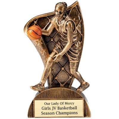 6½" Female Basketball Flag Resin Trophy