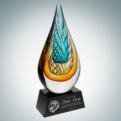 Art Glass Desert Sky Award w/ Black Base