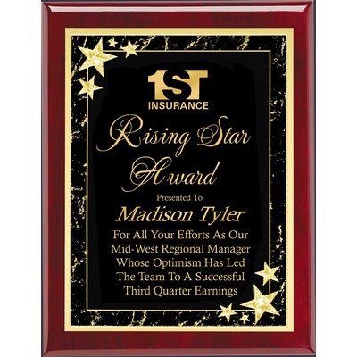 Economy Cherry Piano Finish/Black Star Achievement Plaque Series, 8"x10"