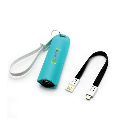 Mini Leather Power Bank w/Keychain