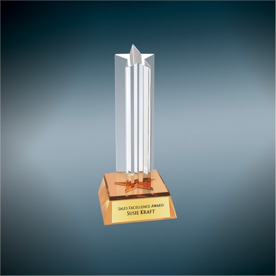 6.75" Gold Star Column Acrylic Award