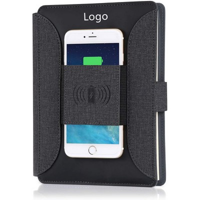 Business Padfolio with Qi Wireless Charger,Power Bank,USB Ports Travel Portfolio Organizer