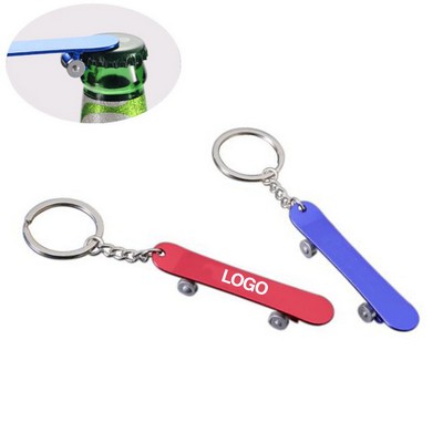 Skateboard Bottle Opener with Keychain