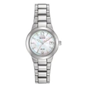 Citizen® Ladies' Chandler Eco-Drive® Stainless Steel Watch w/Mother of Peal Dial