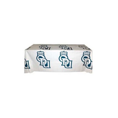 6' Flat, 3 Sided Recyclable White Plastic 1 Color Step and Repeat Table Cover