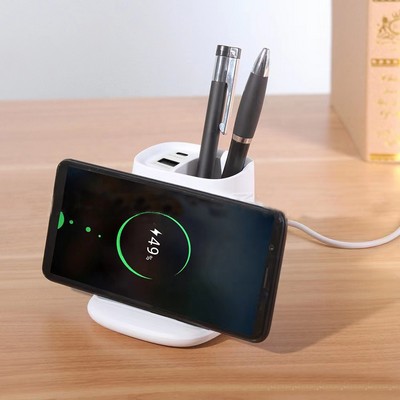 MULTI-FUNCTION PEN HOLDER/USB Type-C HUB/WIRELESS CHARGER*Fast Charge 10W*