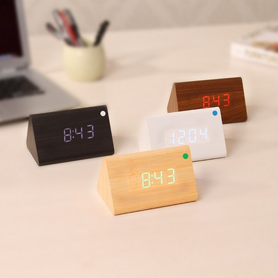 Triangular LED Wooden Electronic Atomic Clock