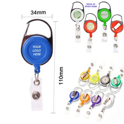 Retractable Carabiner Round Badge Reel w/ Belt Clip