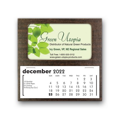 BC-Basic Business Card Holder Desk Calendar, Woodgrain