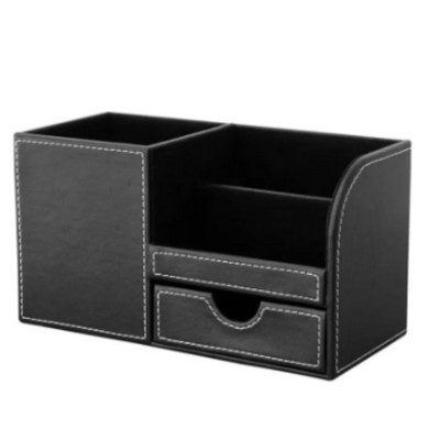 Multifunctional PU Leather Desk Organizer Storage Box