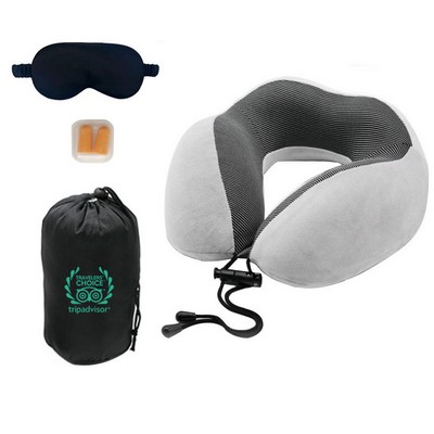 Memory Foam Neck Pillow with Sleeping mask and Earplugs