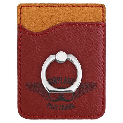 Rose Leatherette Phone Wallet with Silver Ring