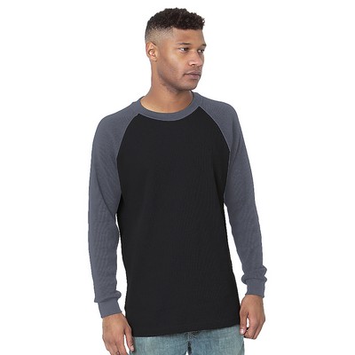 BAYSIDE Men's USA Made Heavyweight Waffle Knit Thermal Raglan Shirt