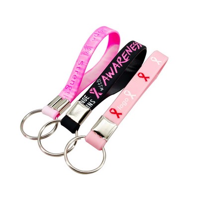 Pink Ribbon Silicone Keychain