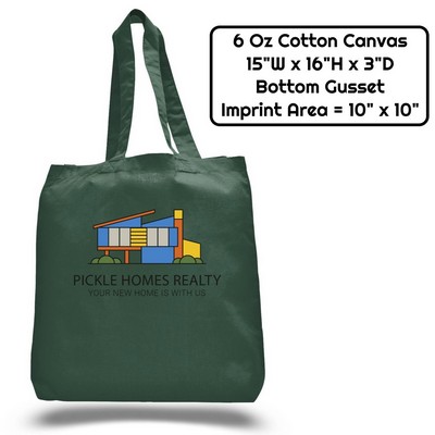 Sublimation 6 oz Poly Canvas Tote Bag - 15" x 16" x 21"Handle