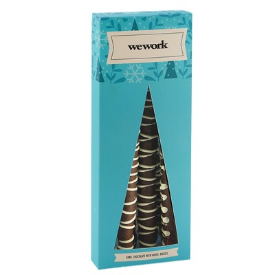 Chocolate Pretzel Rod Holiday Boxes (4 Piece) - Dark Chocolate with White Drizzle