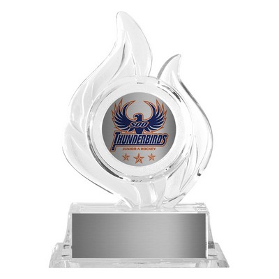 Krystal Flame Holder, Award Trophy, 6 7/"