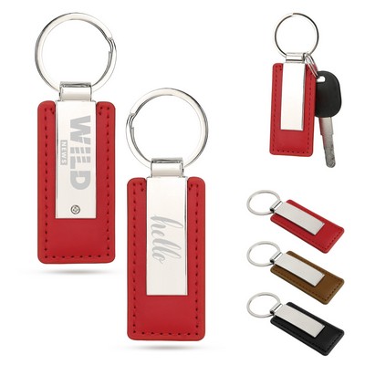 Metal Keychain With PU Leather(Ocean)