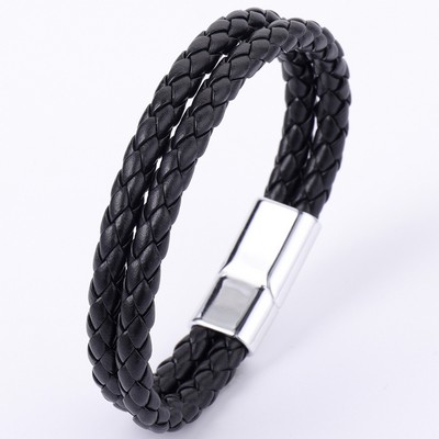 Double-Row PU Bracelet for Men