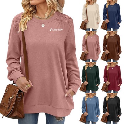 Women's Basic Casual Tee Crewneck Long Sleeve Plain Shirt