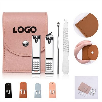 Nail Clippers Set With Leather Bag