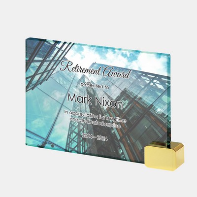 Color Photo Imprinted Jade Achievement Award with Brass Rectangle (S)