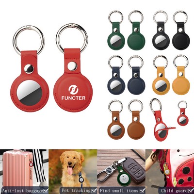 PU Key Tag Tracker Cover Key Ring Access Card Sleeve Anti-Lost Protector Holder Carabiner Clip