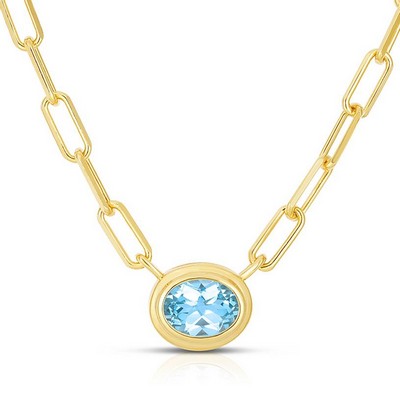 Jilco Inc. Oval Blue Topaz Necklace