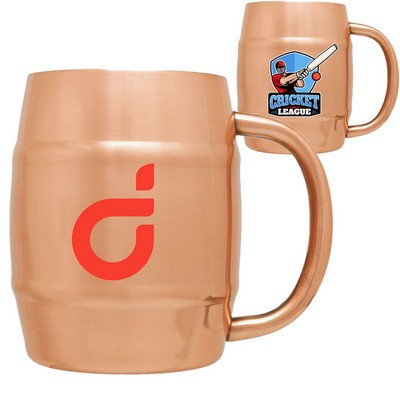 14 oz Copper Coated Stainless Steel Barrel Mugs