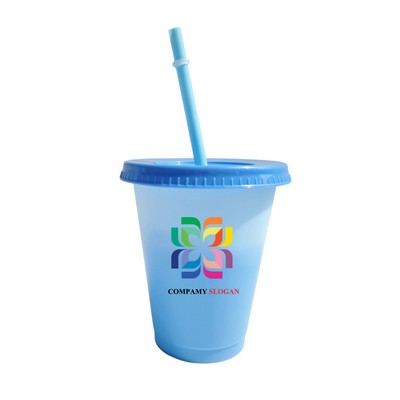 16 Oz Color Changing Cup with Lid and Straw