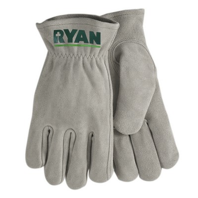 Suede Cowhide Work Gloves with Oversized DTF