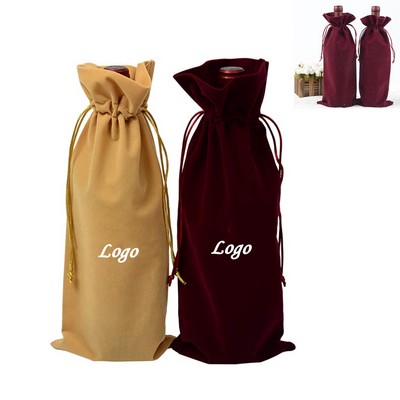 Velvet Drawstring Wine Bottle Bag