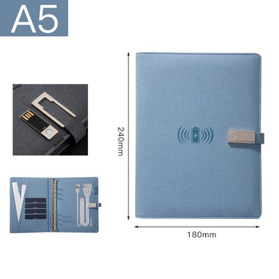 A5 Notebook with Wireless Charger & 8000 mAh Power Bnak