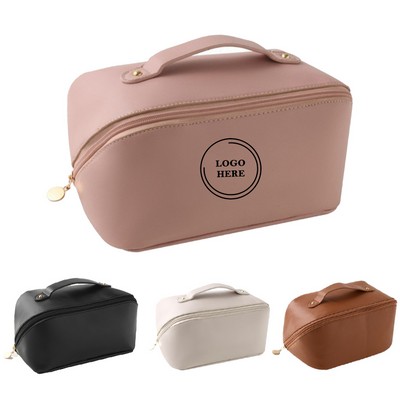 Travel Makeup Bag with Divider and Handle