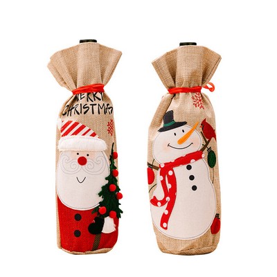 Christmas Burlap Wine Bags