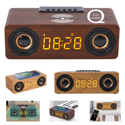 Wireless Charging Bluetooth Speaker W/ Alarm Clock