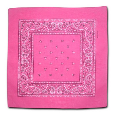 Pink Paisley Cotton Bandana (12 Pack)