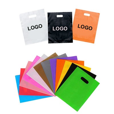 Reusable Die Cut Fold-Over Reinforced Plastic Shopping Bag