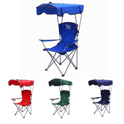 Portable Foldable Beach Chair with Sunshade Canopy