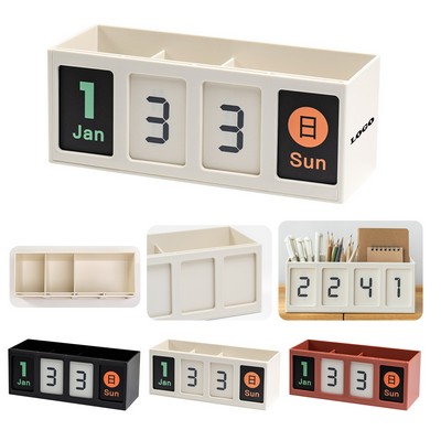 Creative Desktop Perpetual Calendar With Pen Holder