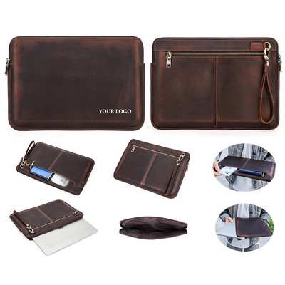 Multifunction Leather Laptop Sleeve 13 Inches Bag With Pocket