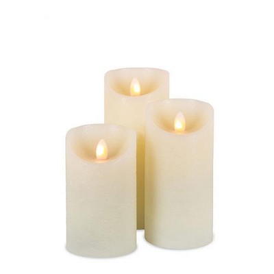 Everlasting Glow Aurora Flame Set Of 3 Pillar Candles