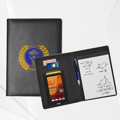 A5 Leatherette Padfolio with Touchscreen Smartphone Sleeve