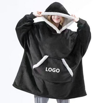 Custom Logo Snuggle Hooded Blanket