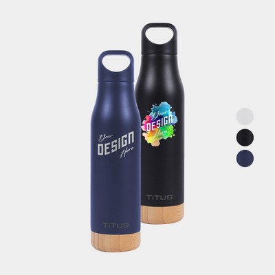 Premium 17 oz TiTUS® Stainless Steel Water Bottle with Wood Base