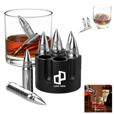 Stainless Steel Bullet Ice Cube Set For Whiskey