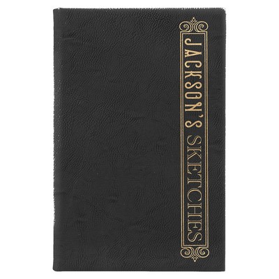 Black/Gold Leatherette Sketch Book with Unlined Notepad