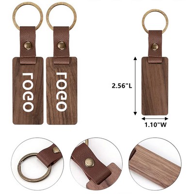 Leather Wood Keychain